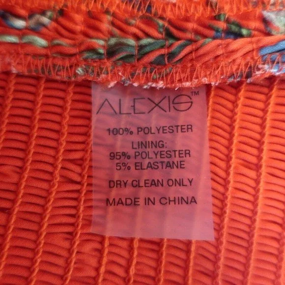 Alexis Mini Dress Rianna Red Floral Print Smocked Satin Size Extra Small - Picture 7 of 7